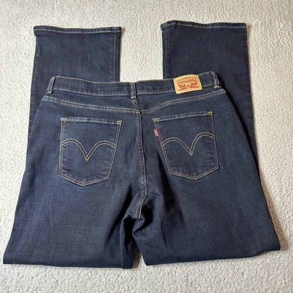 Levi's Jeans Womens 14S W32 L30‎ (Actual L28) Blue Low Rise Bootcut Dark Wash - Picture 4 of 12